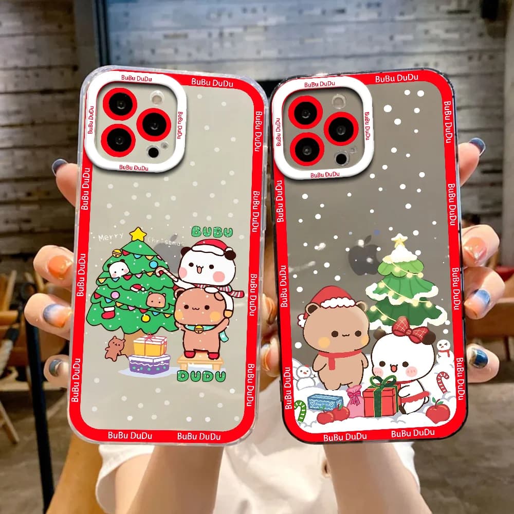 Bubu And Dudu Merry Christmas Phone Case For IPhone 12 11 13 14 15 16 17MINI Max Pro Plus Shockproof Soft Clear Back Cover Coque