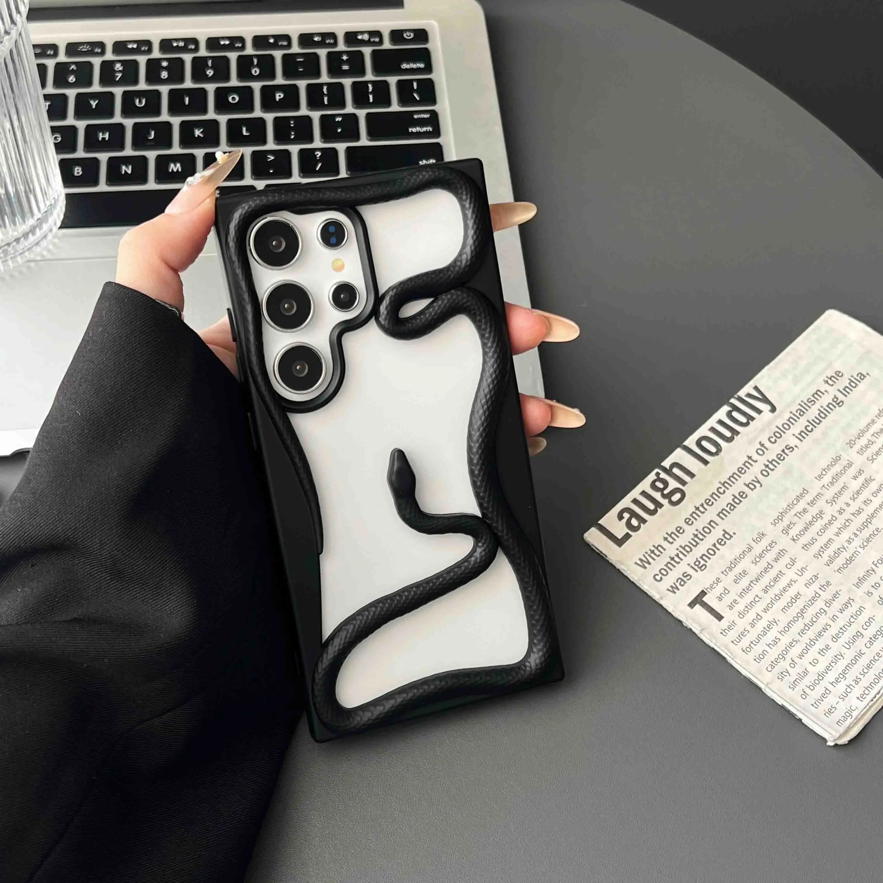 Plating 3D Hollow Snake Phone Case For Samsung S25 S24 S22 S23 Ultra FE A56 A36 A26 A16 A06 A55 Fashion Soft Shockproof Cover