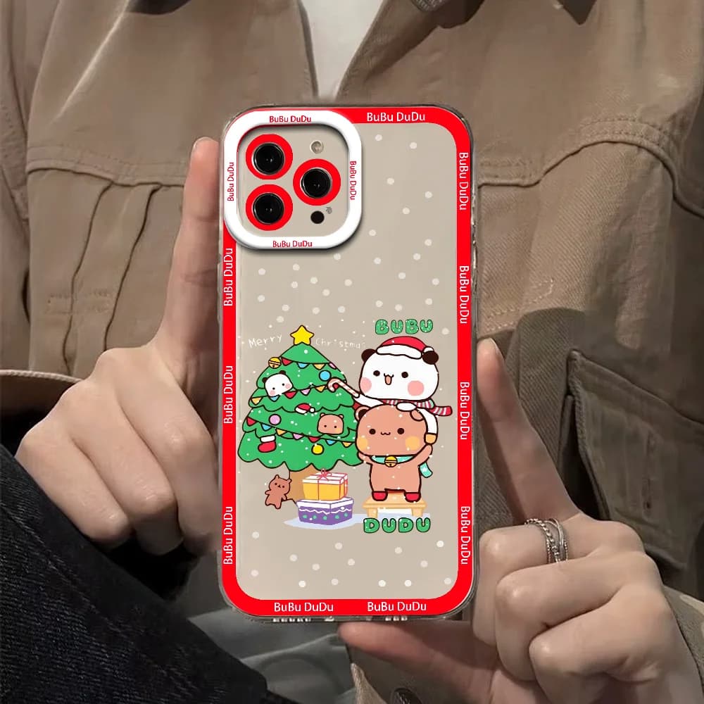 Bubu And Dudu Merry Christmas Phone Case For IPhone 12 11 13 14 15 16 17MINI Max Pro Plus Shockproof Soft Clear Back Cover Coque