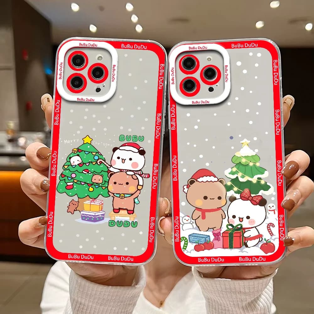 Bubu And Dudu Merry Christmas Phone Case For IPhone 12 11 13 14 15 16 17MINI Max Pro Plus Shockproof Soft Clear Back Cover Coque